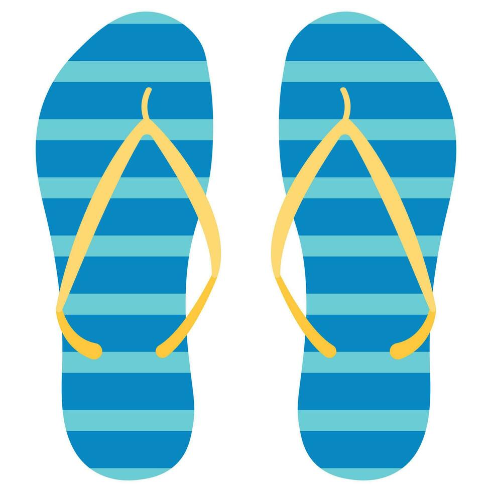 Summer blue striped flip flops. Vector flat illustration