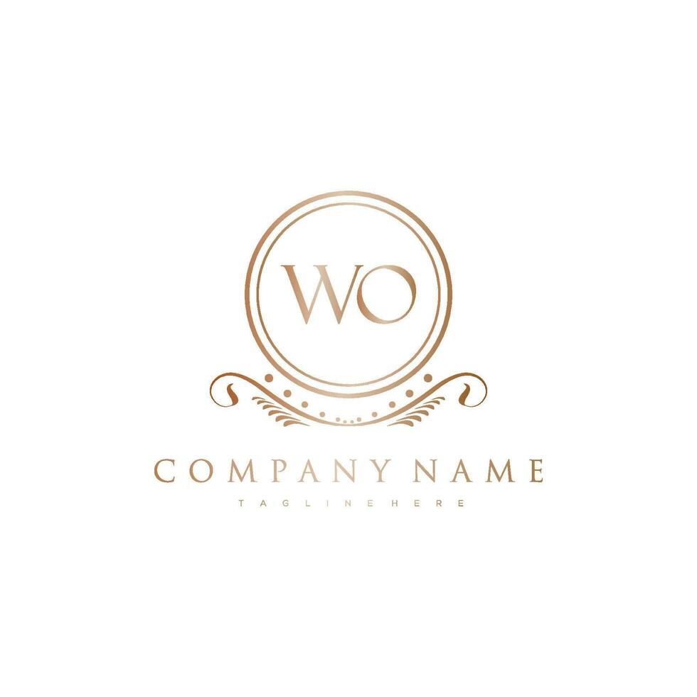 WO Letter Initial with Royal Luxury Logo Template vector