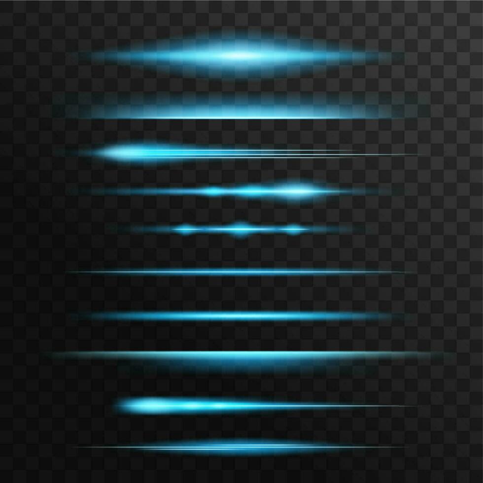 Blue and neon light flashes, glow vector lines