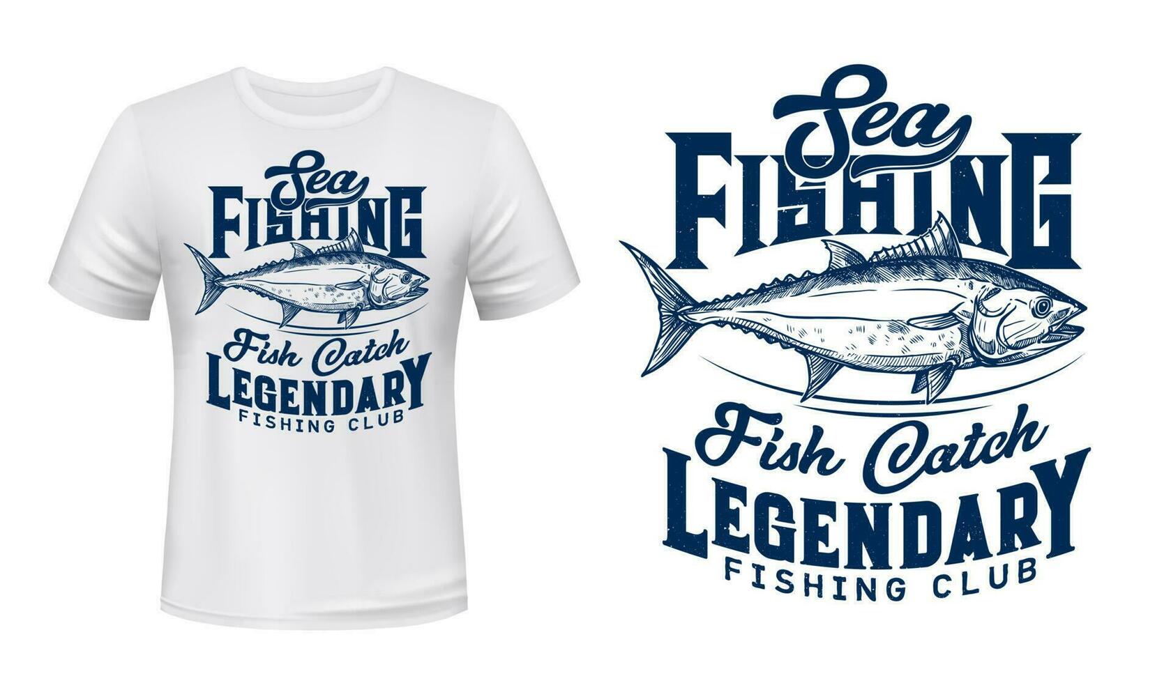 Sea fishing club t-shirt vector print mockup