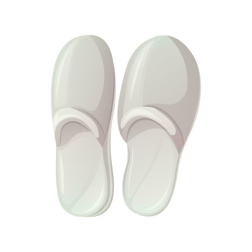 White bath or house slippers. Cartoon style, trendy vector illustration