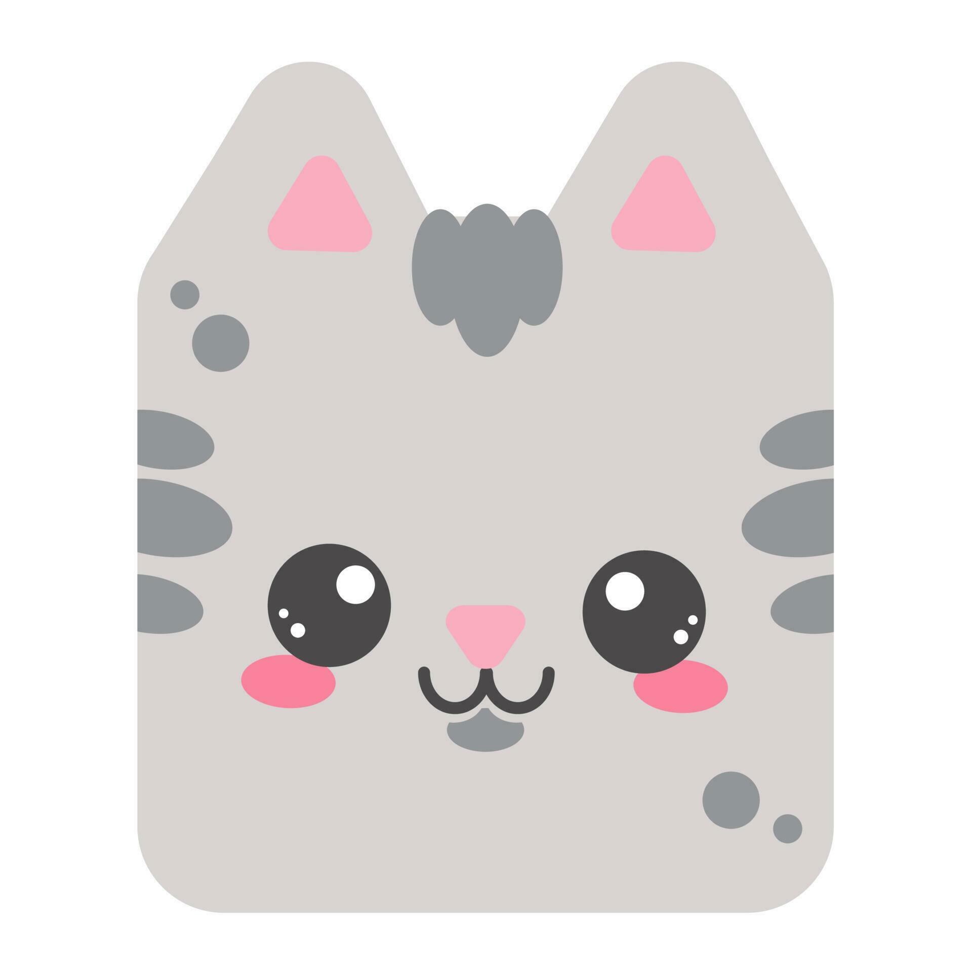 Cute square cat face. Cartoom head of animal character. Minimal simple