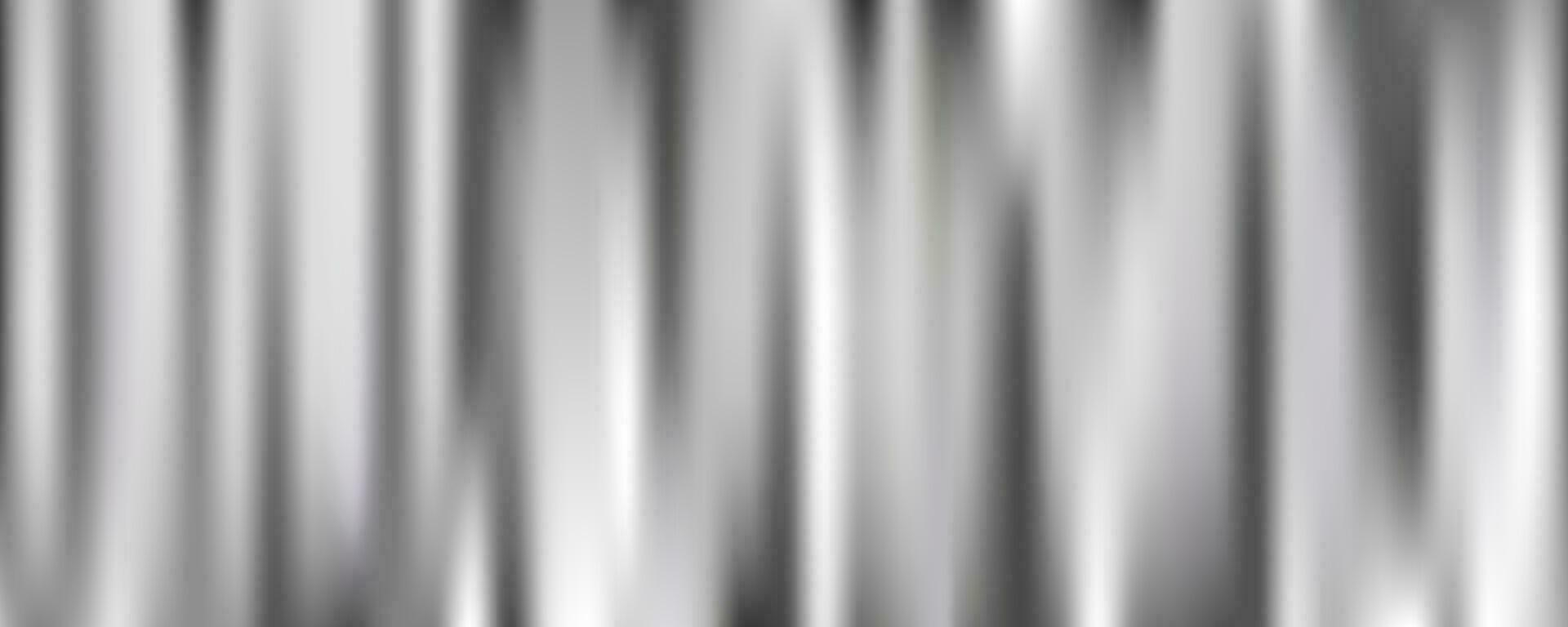 Silver foil background. Metal textured shiny gradient. Stainless glossy surface with reflection. Realistic chrome backdrop. Vector illustration.