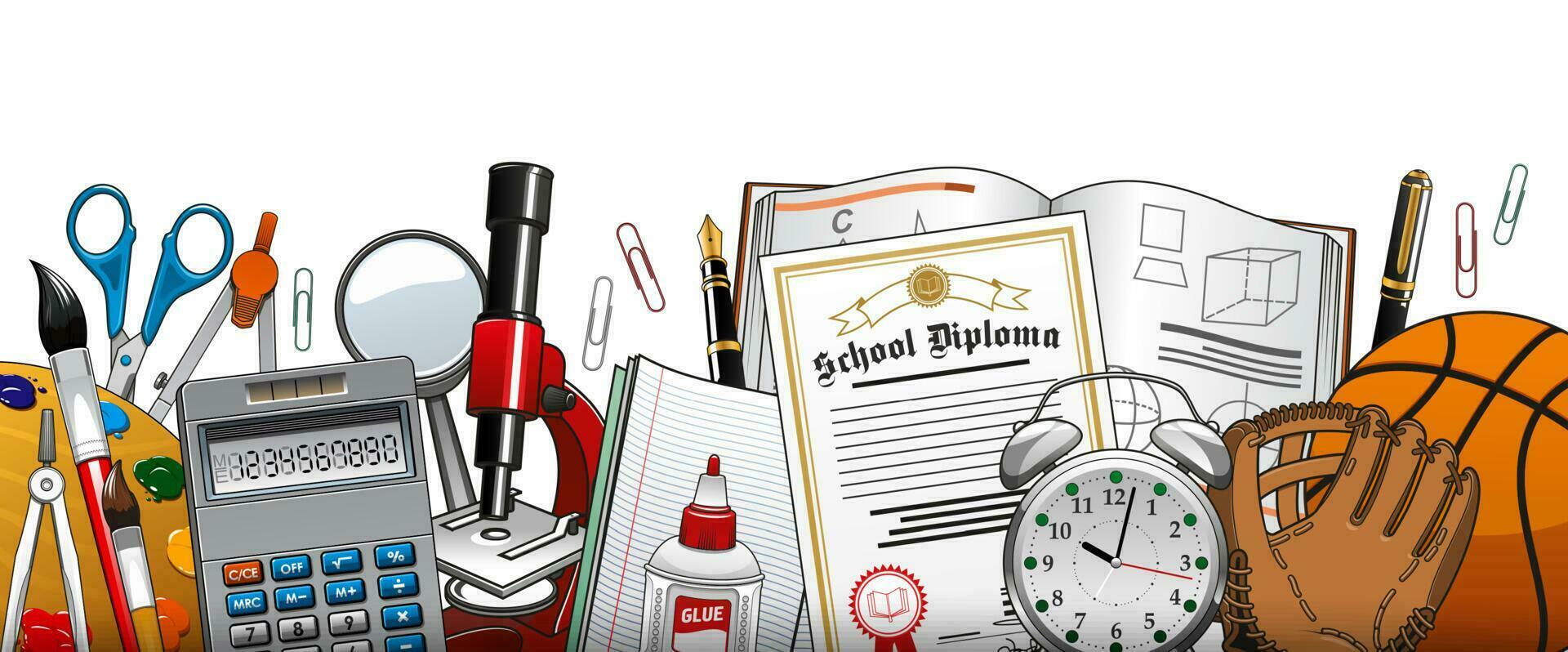 School stationery and education vector accessories
