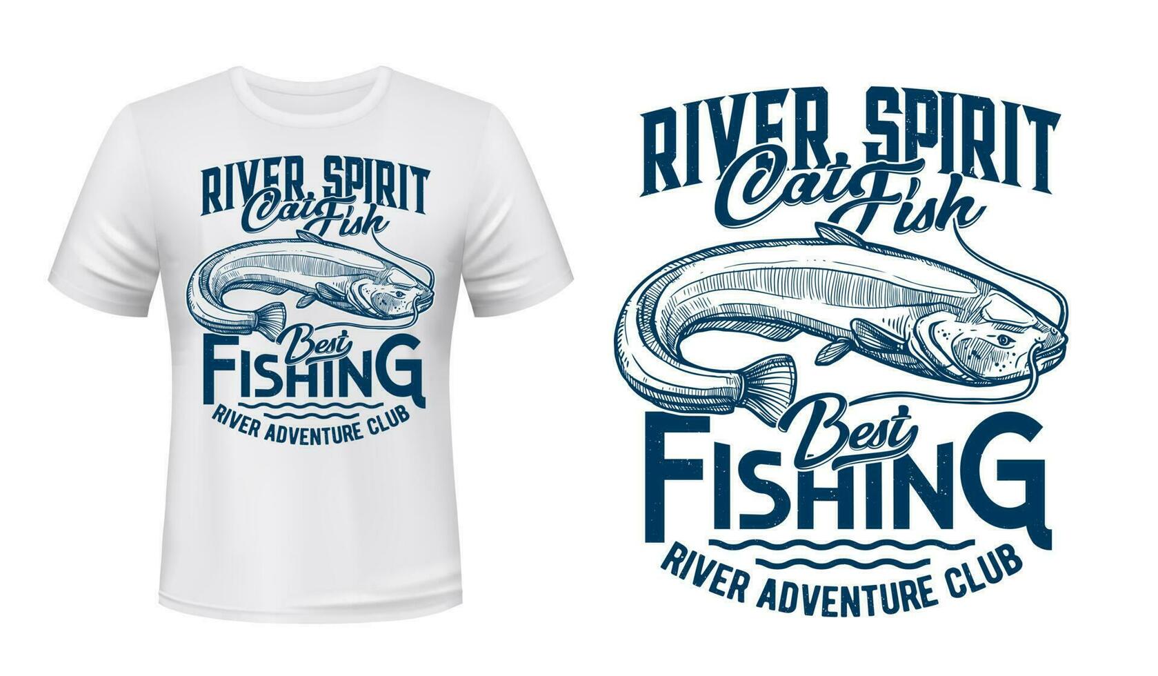 Catfish fishing t-shirt vector print mockup