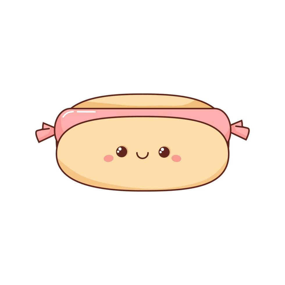 caliente perro con salchicha kawaii estilo vector