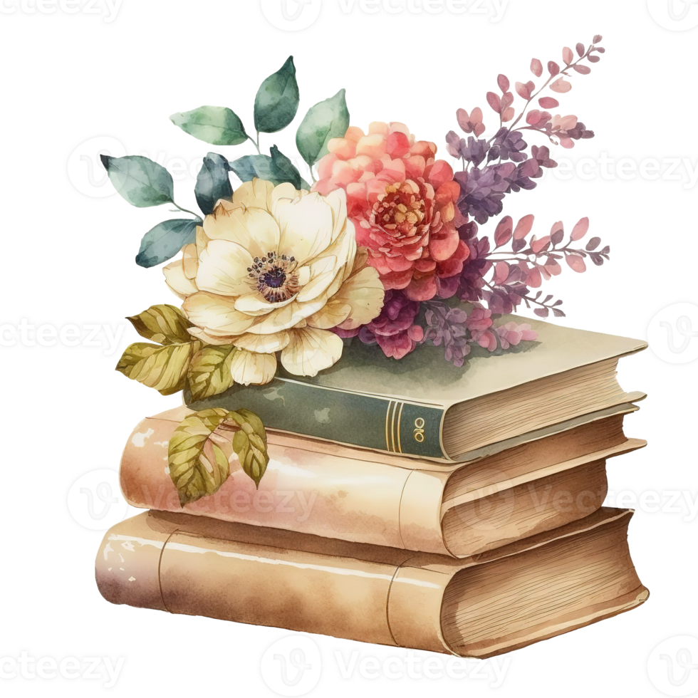 Free Flower Book Watercolor ai generative 23400357 PNG with Transparent