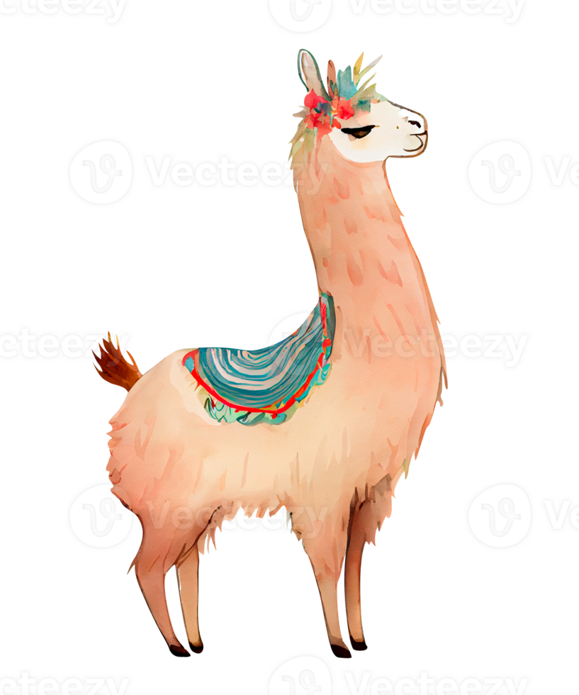 Cute Llama Watercolor Clipart png