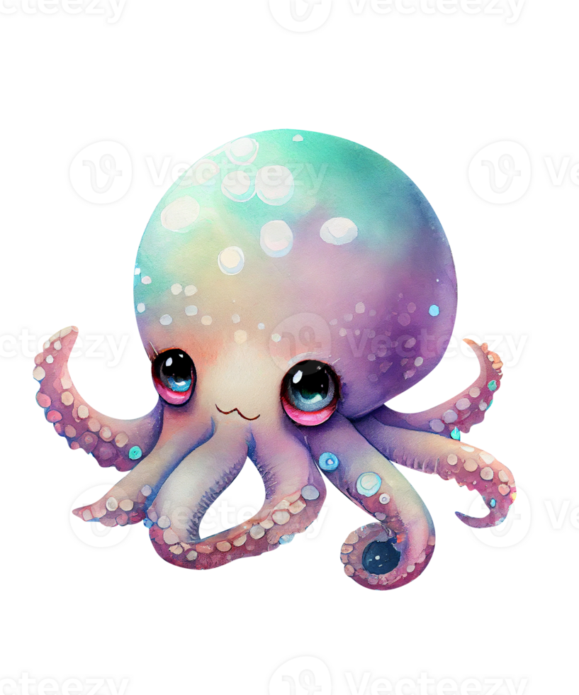 linda pulpo acuarela clipart ai generativo png