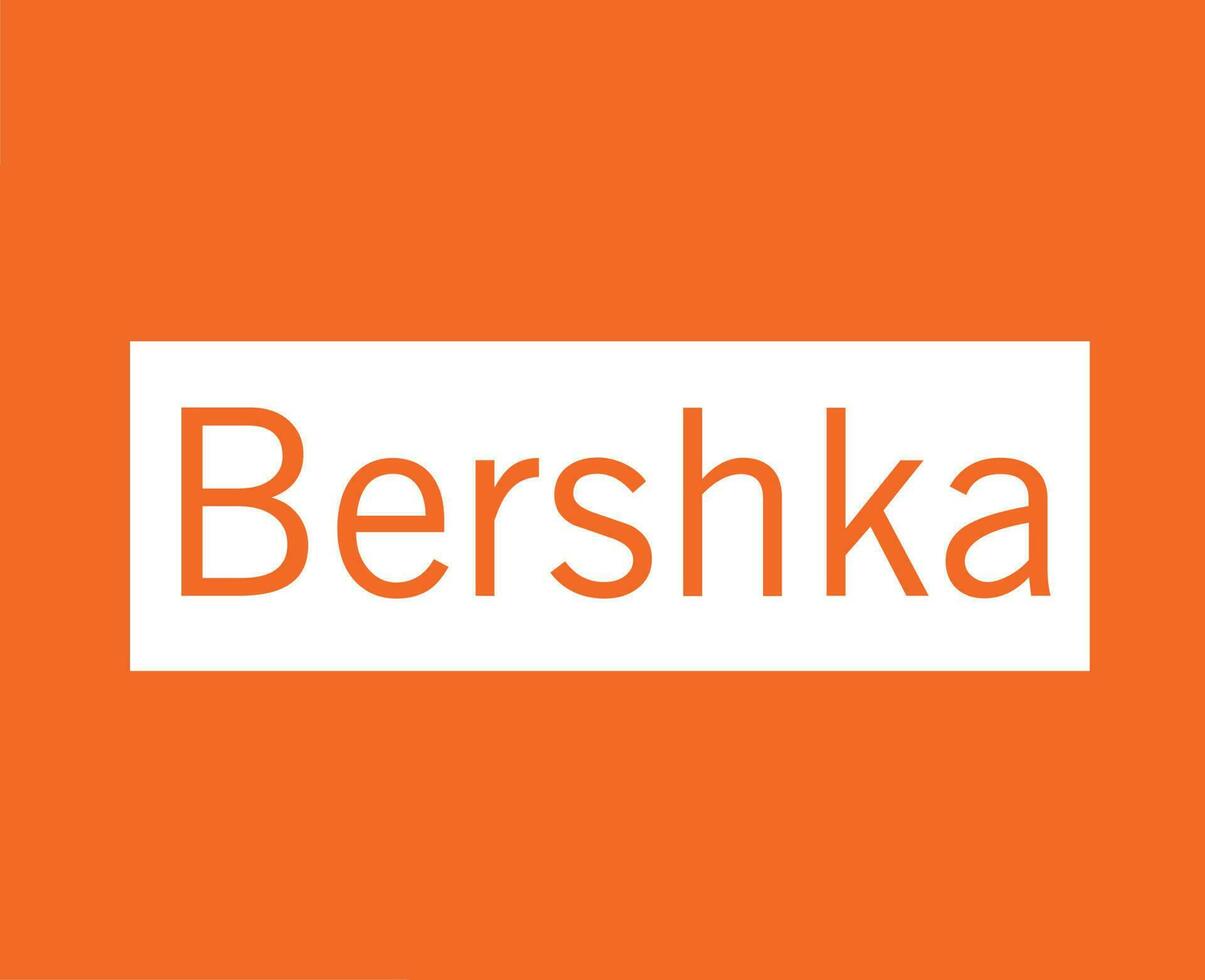 Bershka Brand Clothes Symbol Logo White Design Sportwear Fashion Vector Illustration With Orange Background