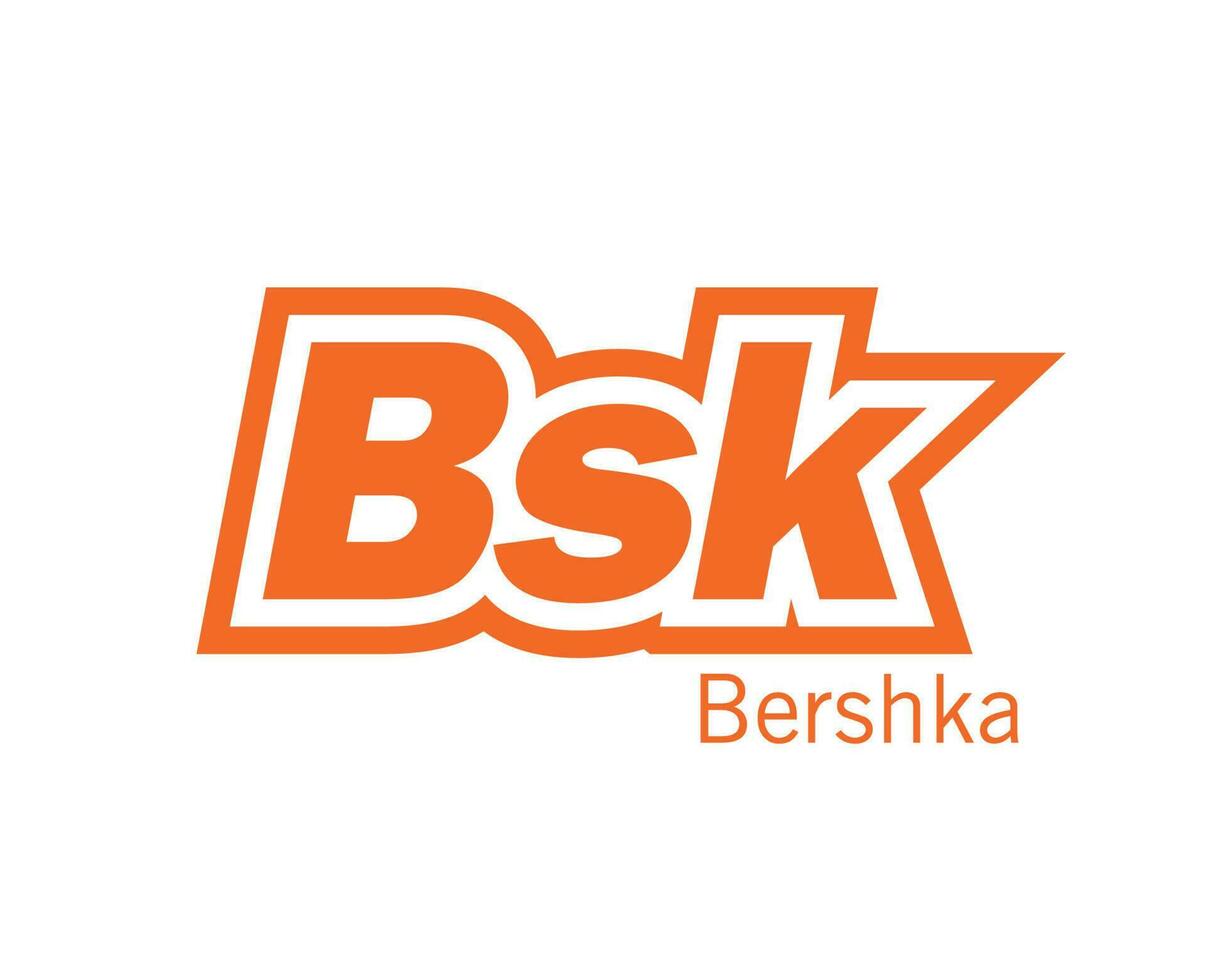 Bershka Bsk Brand Clothes Logo Symbol Orange Design Sportwear Fashion Vector Illustration