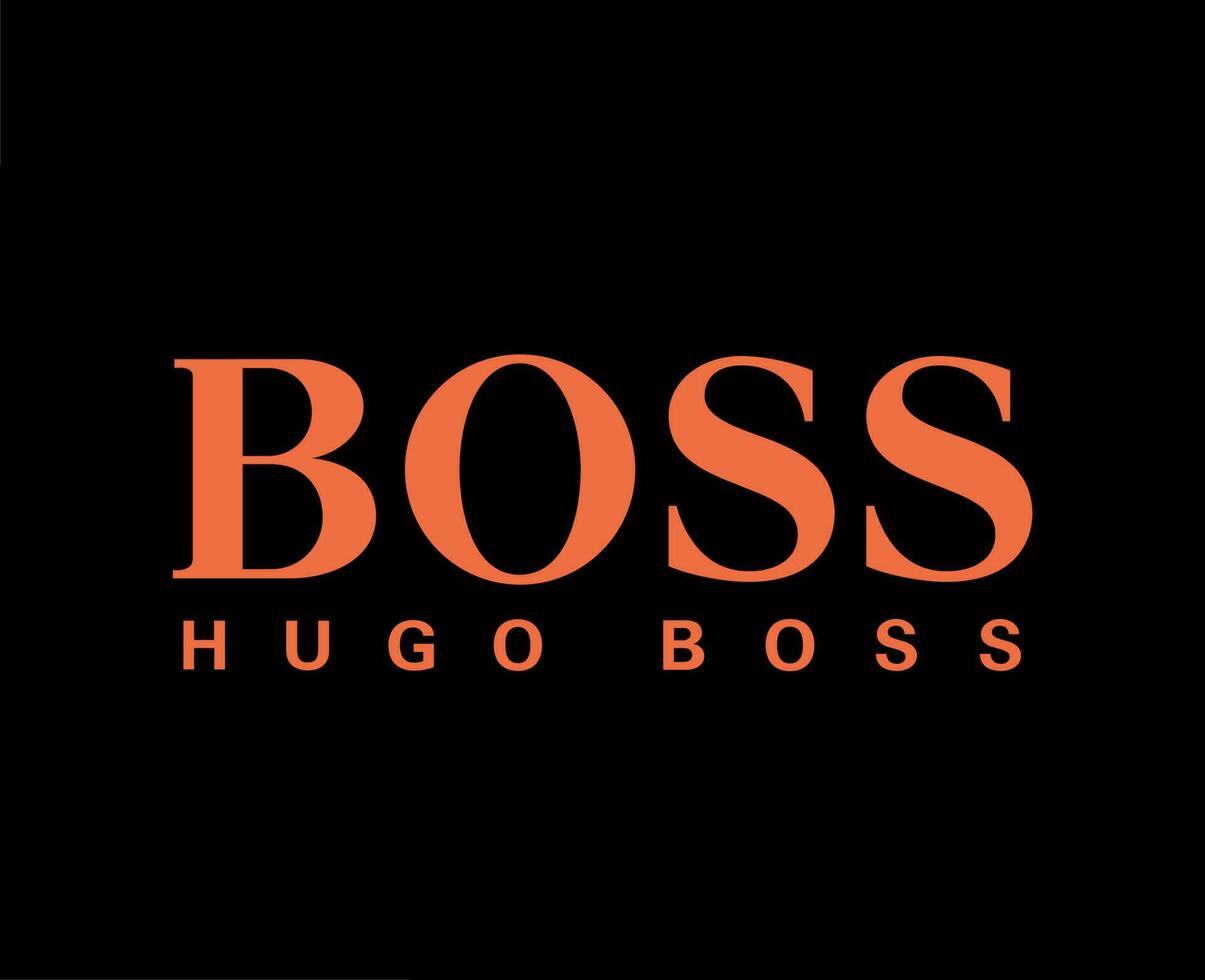 Hugo Boss Brand Clothes Logo Symbol Orange Design Sportwear Fashion Vector Illustration With Black Background