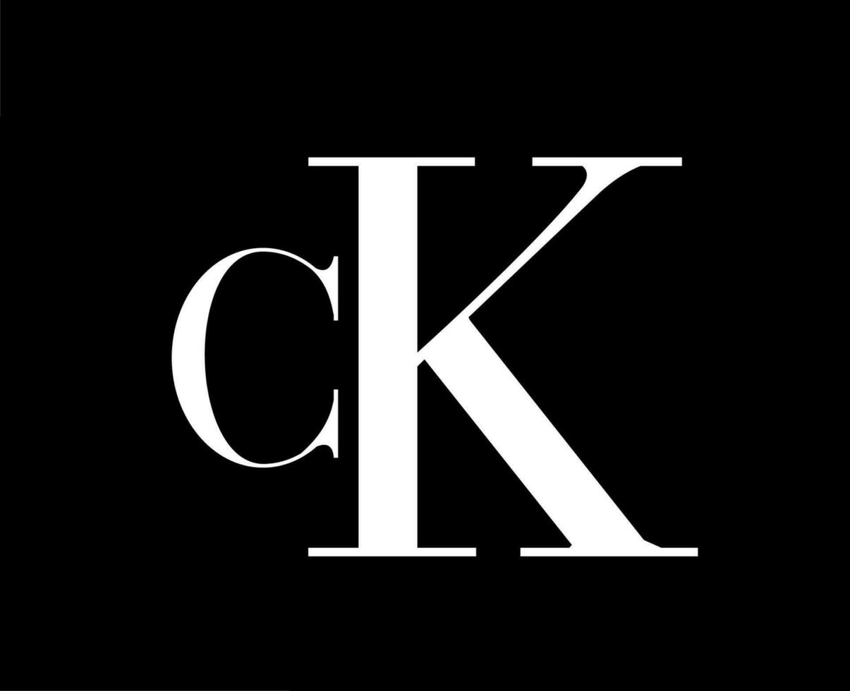 Calvin Klein Brand Clothes Fashion Logo White Symbol Design Vector Illustration With Black Background