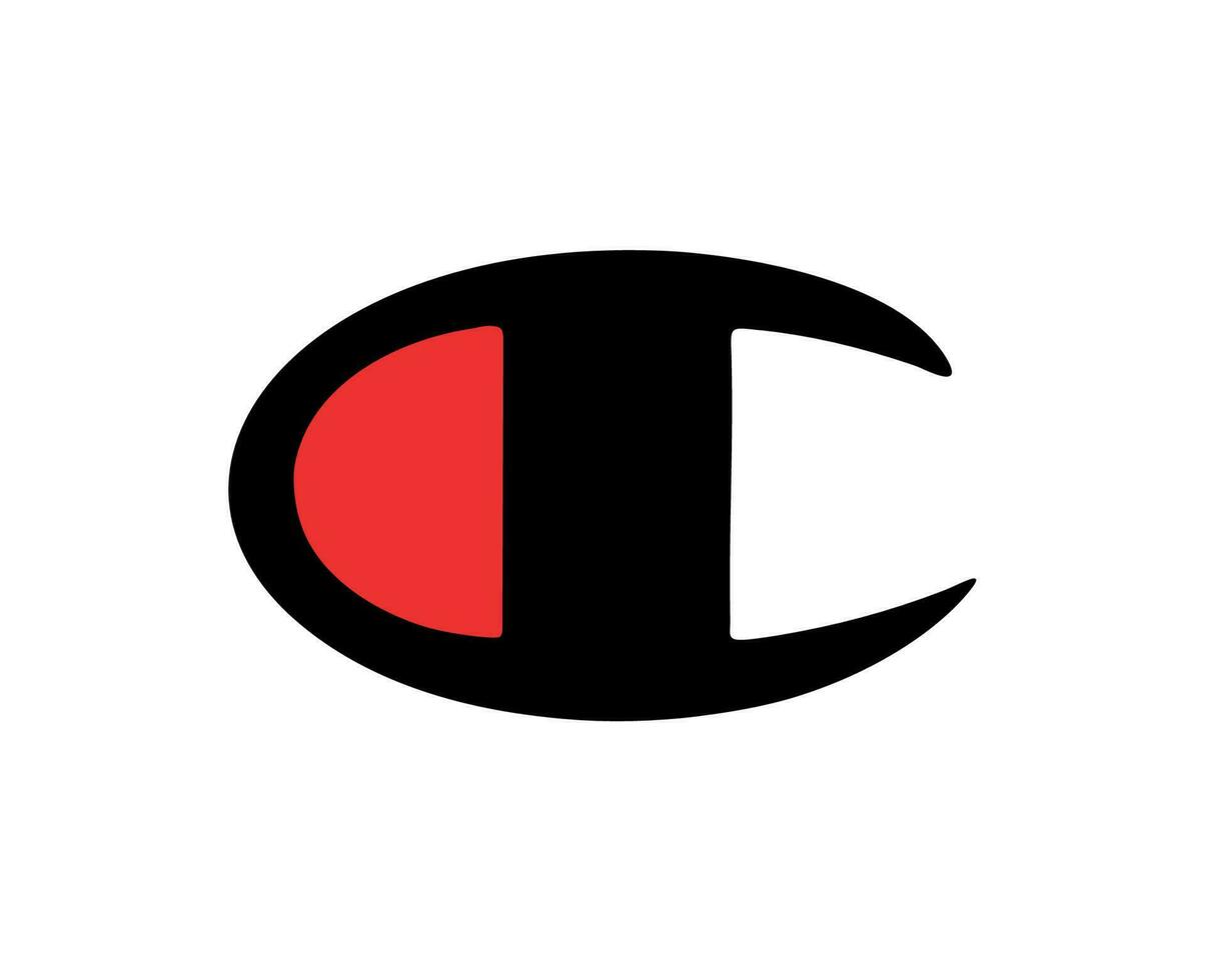 Champion Brand Clothes Logo Symbol Black And Red Design Sportwear Fashion Vector Illustration