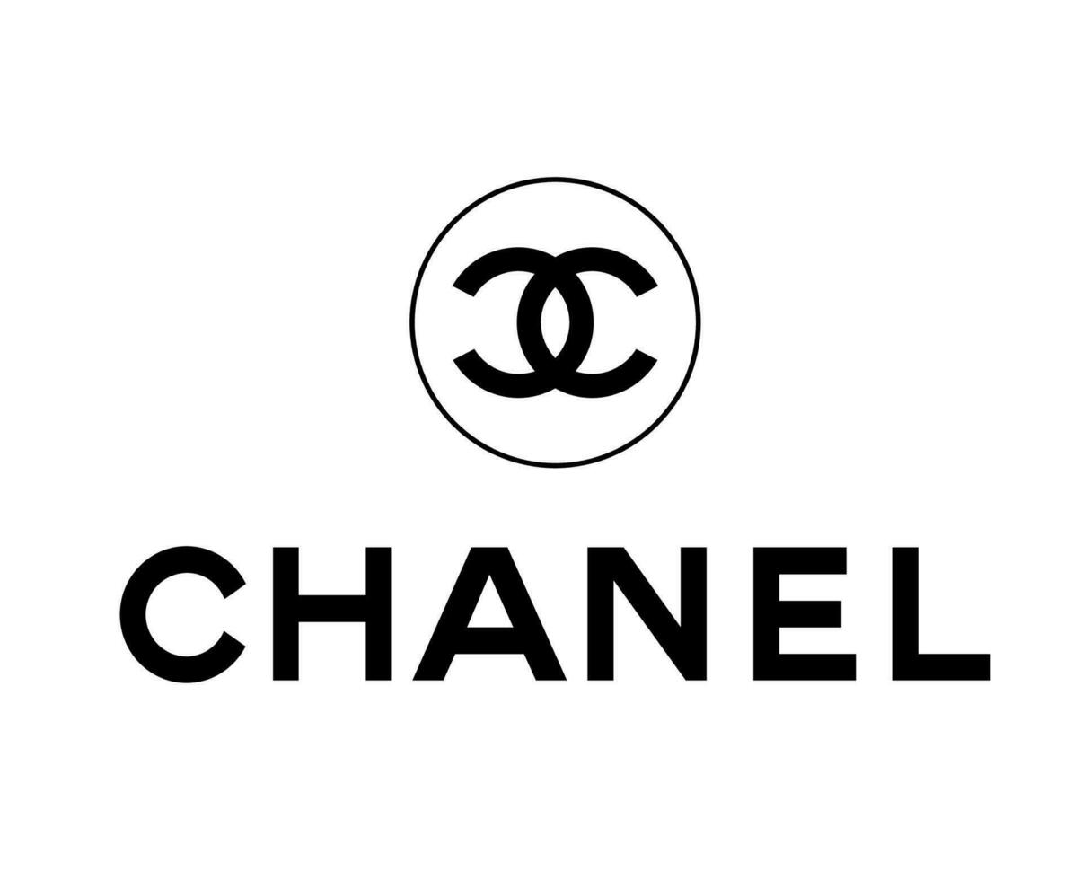 Chanel Brand Clothes Symbol Logo With Name Black Design Fashion