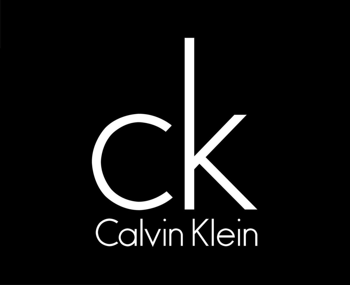 Calvin Klein Brand Clothes Fashion White Logo With Name Symbol Design Vector Illustration With Black Background