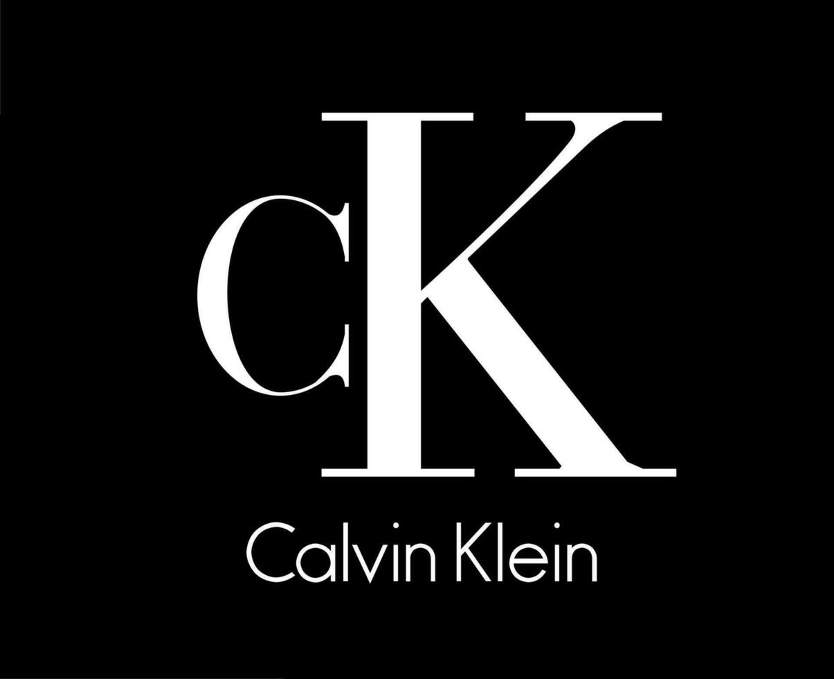 Calvin Klein Brand Clothes Fashion Logo White Symbol With Name Design Vector Illustration With Black Background