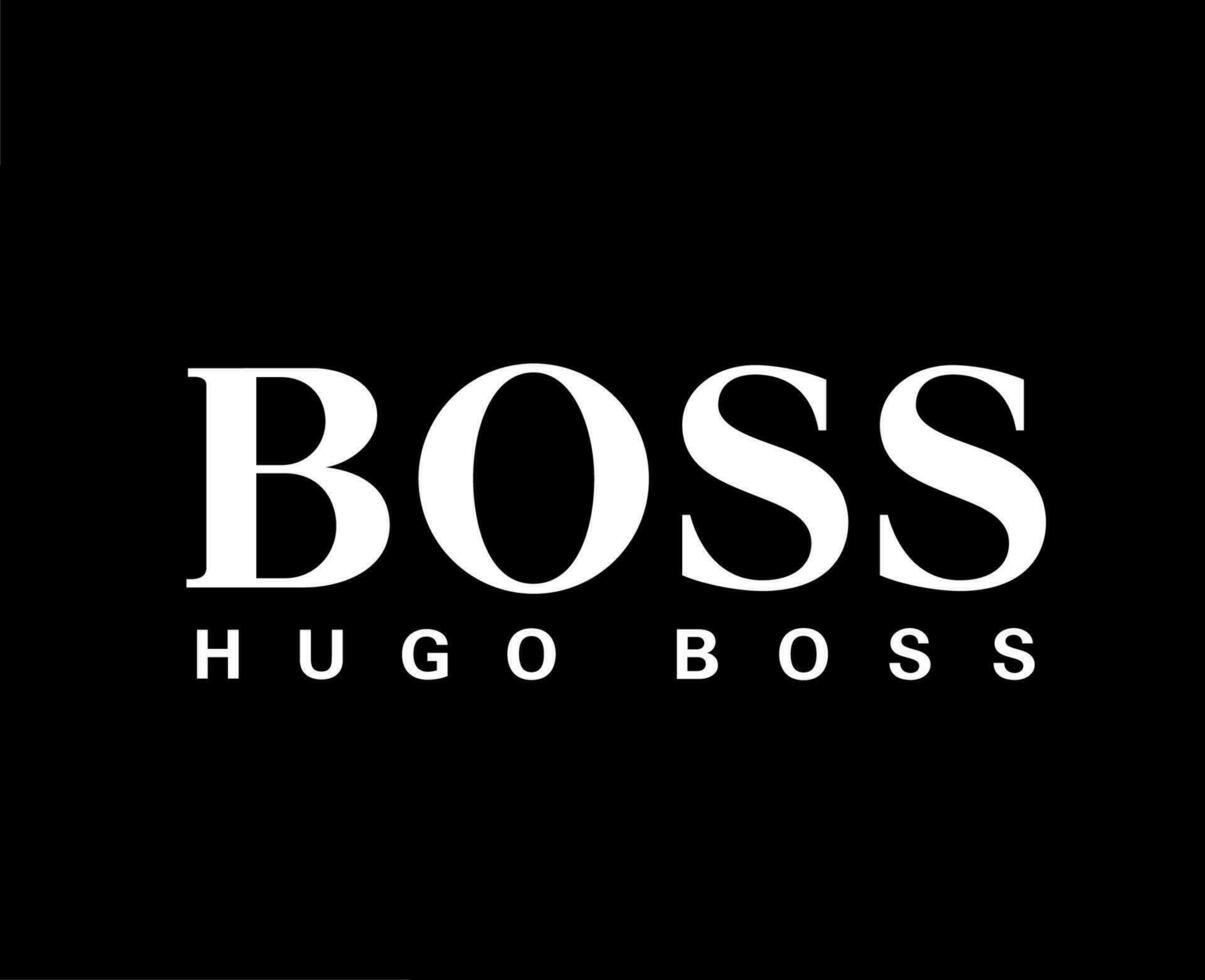 Hugo Boss Brand Clothes Logo Symbol White Design Sportwear Fashion Vector Illustration With Black Background