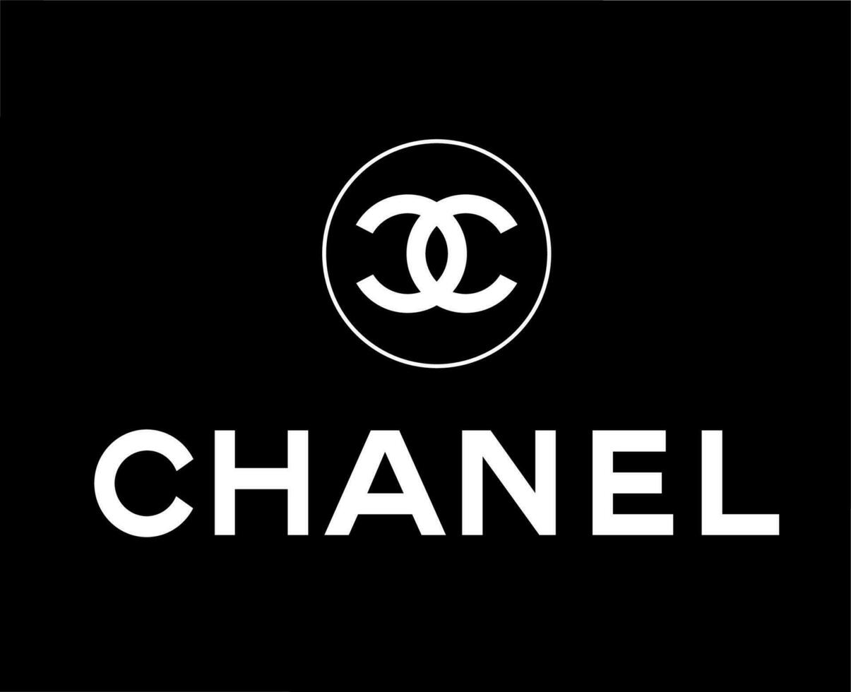 chanel marca ropa símbolo logo con nombre blanco diseño Moda vector ilustración con negro antecedentes