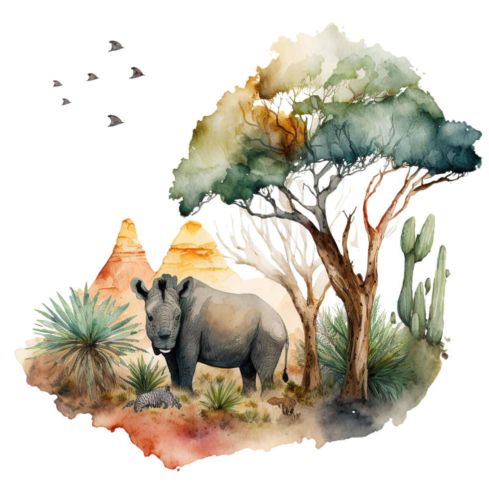 Safari Africa Animals Watercolor png