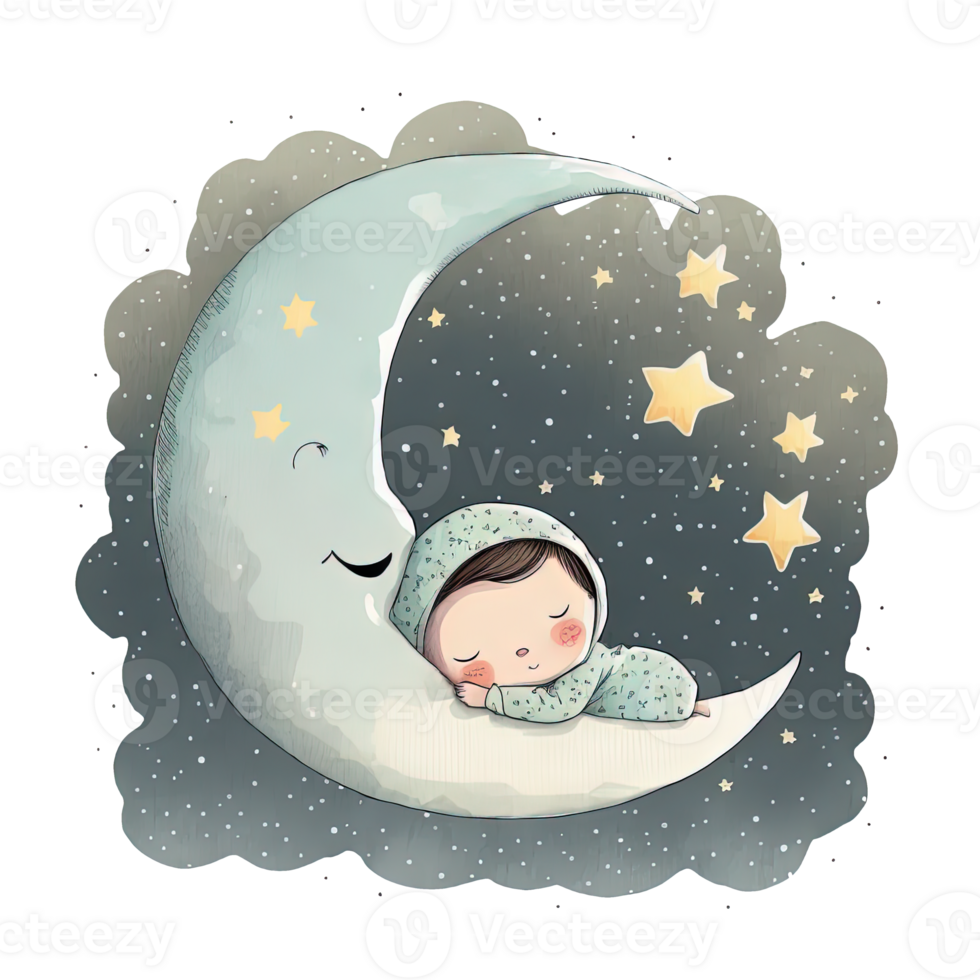 Free Sweet Dream Baby Boy Watercolor ai generative 23401004 PNG with ...