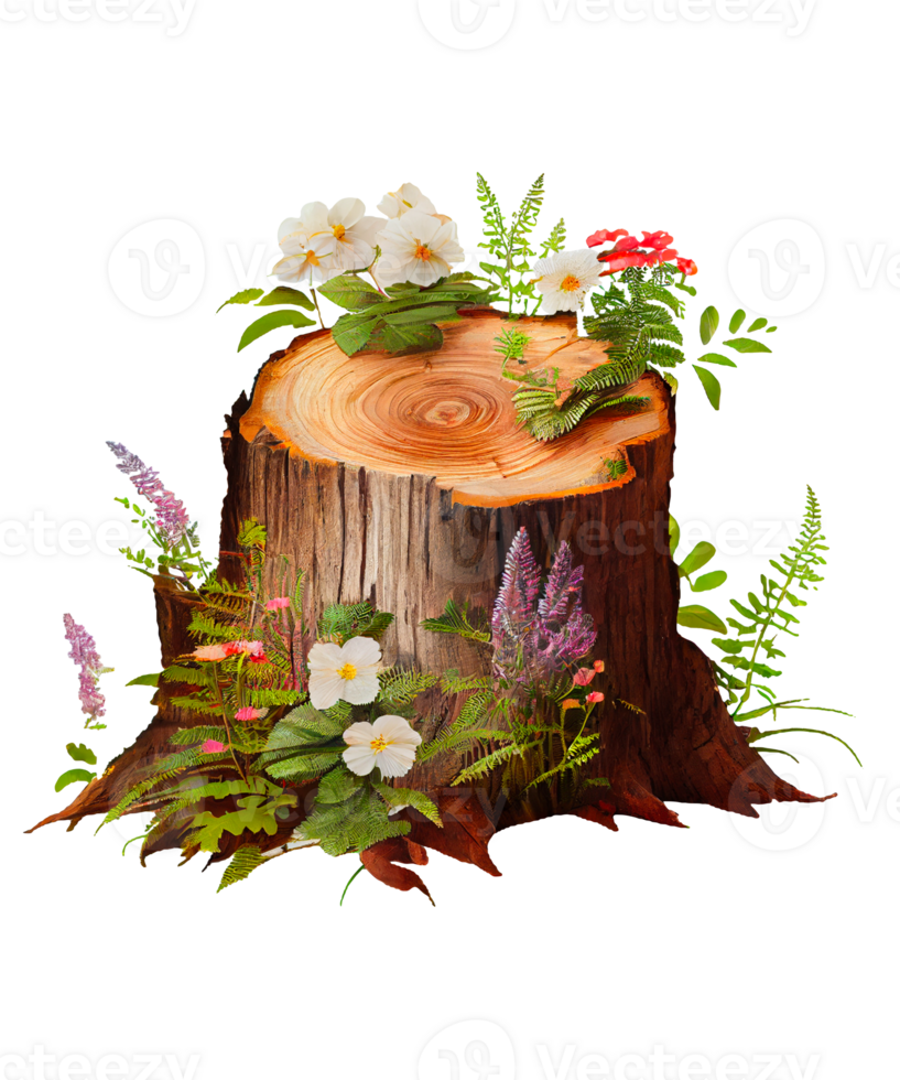 Flower Wooden Stump Watercolor png