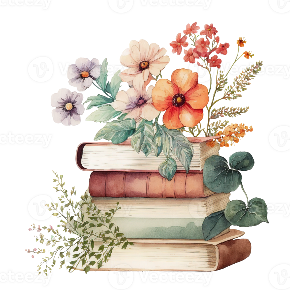 Free Flower Book Watercolor ai generative 23401176 PNG with Transparent
