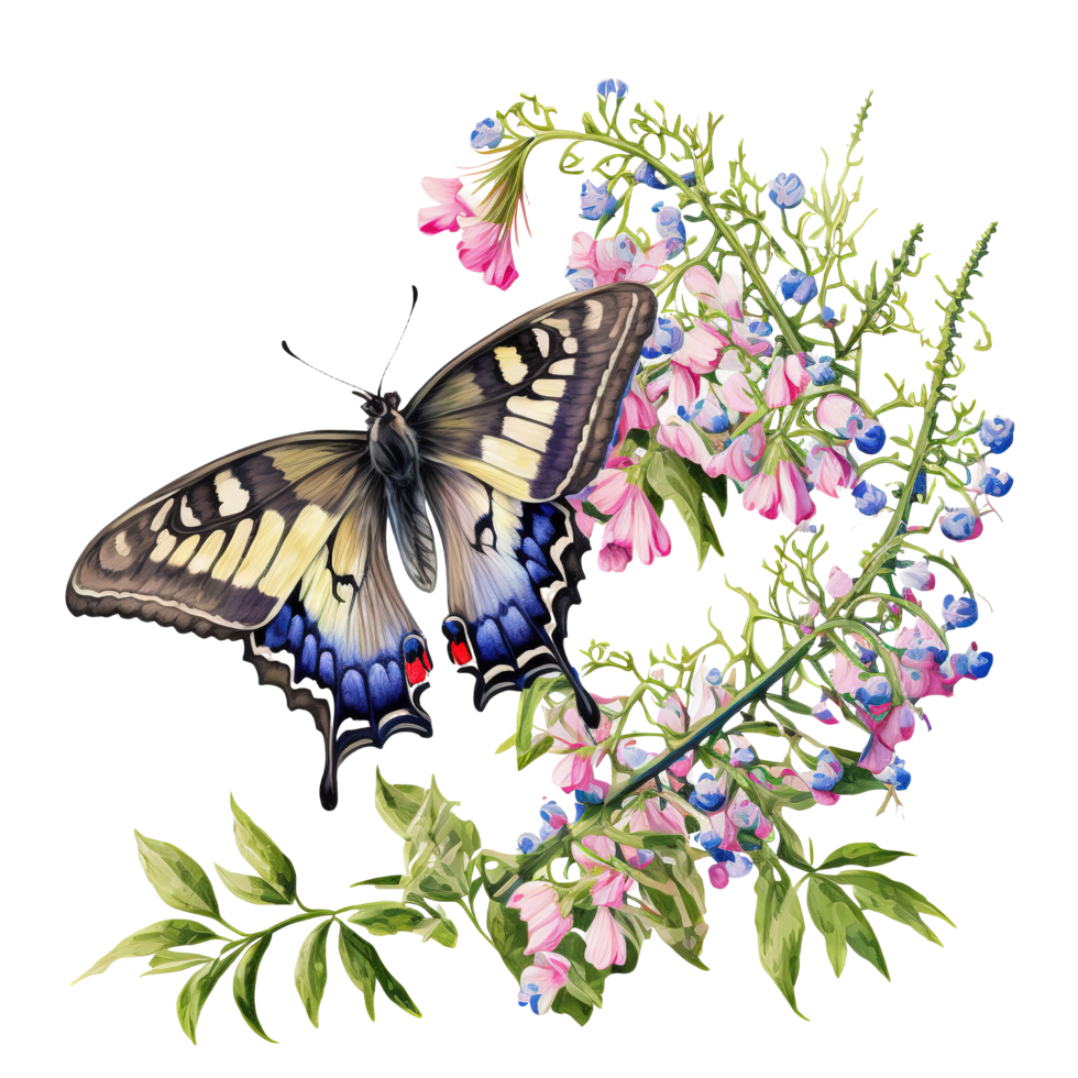 Spring Flower Butterfly Watercolor png