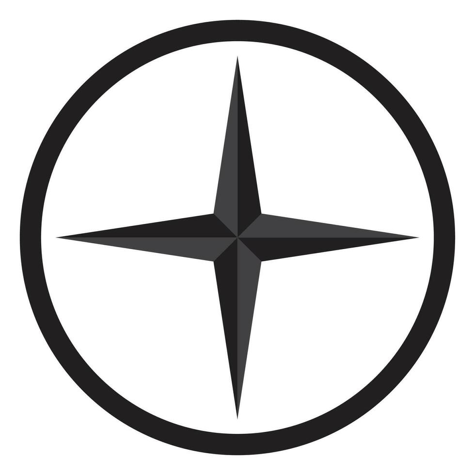 Compass star icon monochrome black white vector