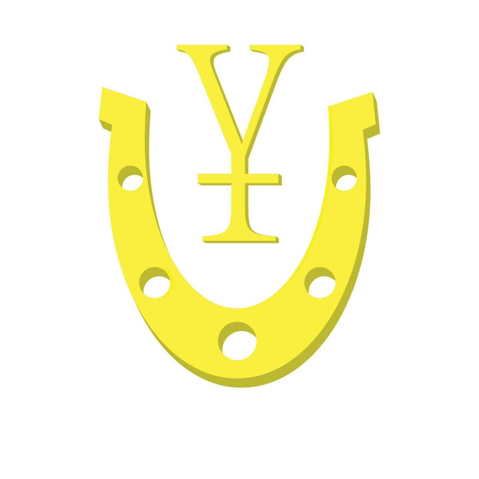 dorado herradura con símbolo oro yen vector