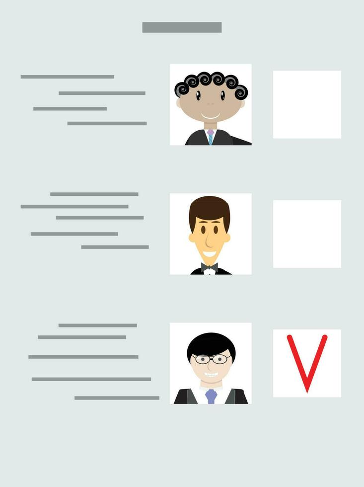 Sample ballot for voting with choice of candidates vector