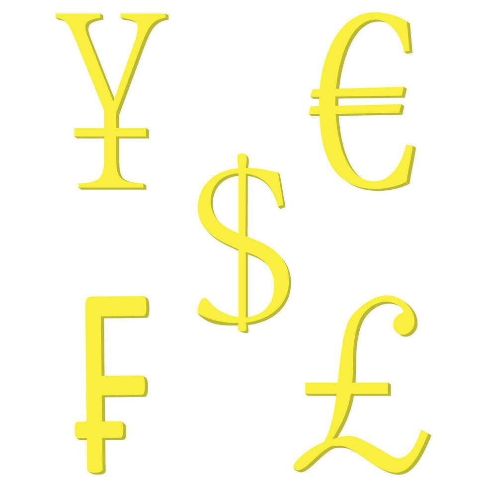 Symbol money set golden vector