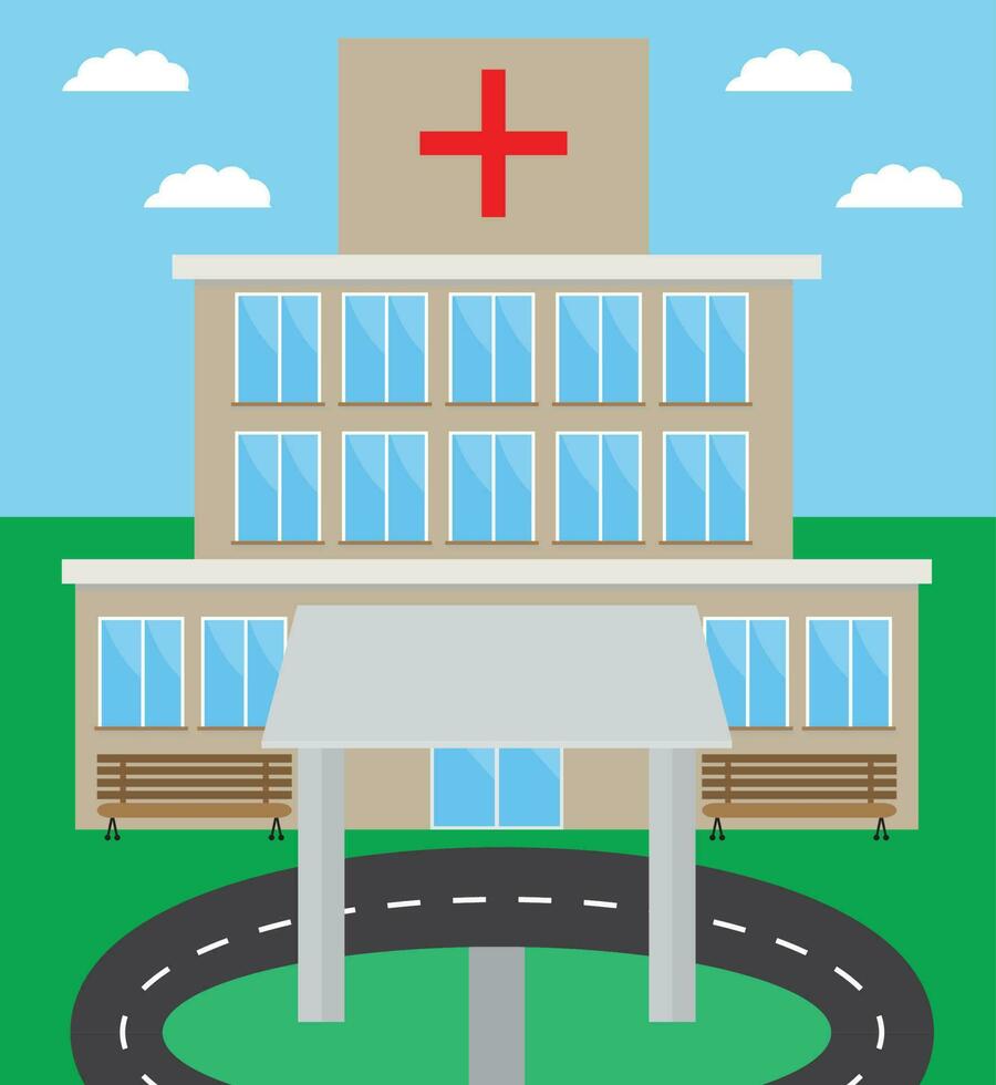 Hospital building design flat vector