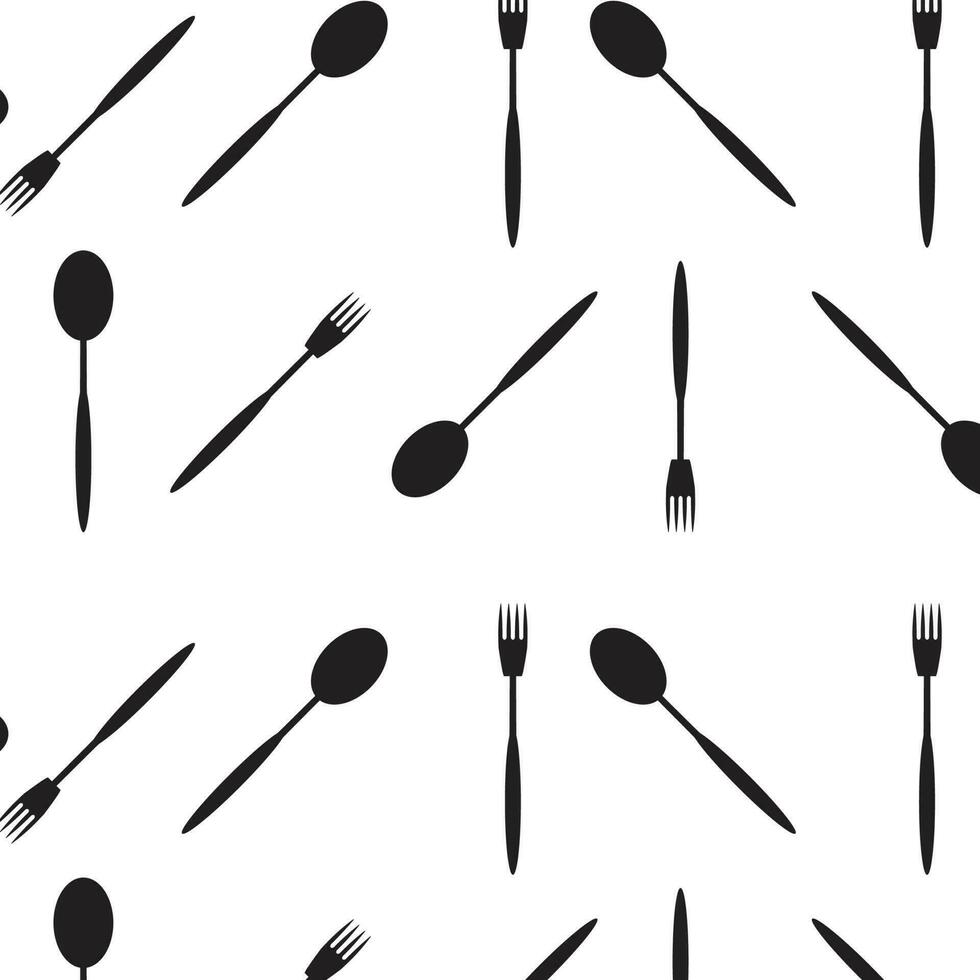 Pattern black white spoon and fork vector