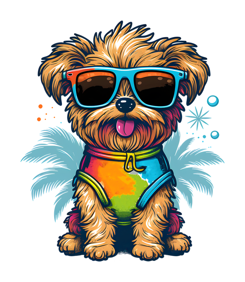 cute dog with glasses, fun colorful concept, for print design like t