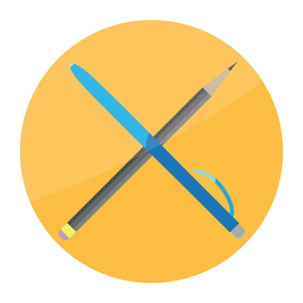 Pen and pencil cross icon flat vector