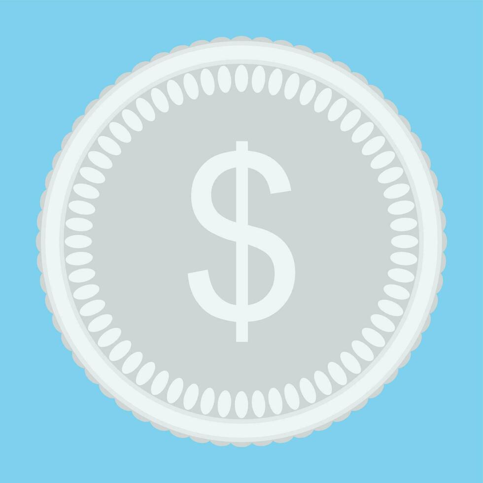 Silver coin money icon flat isolated vector