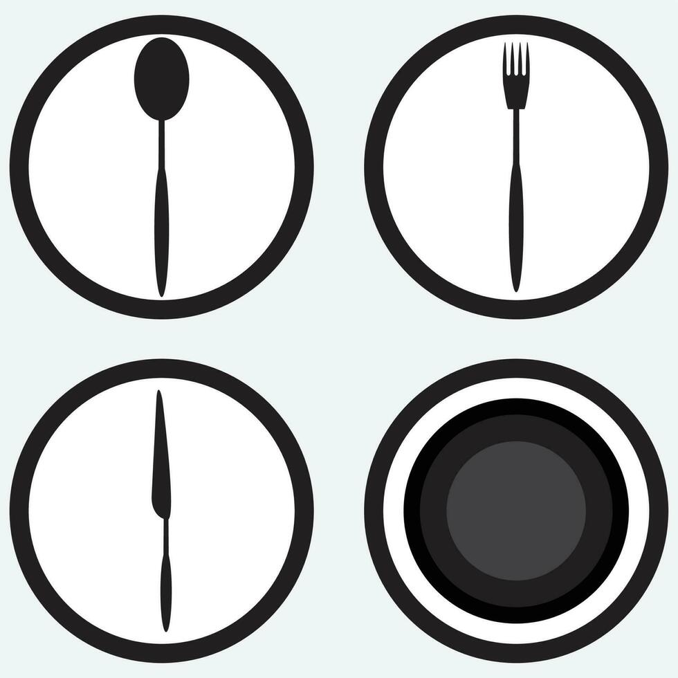 Set icon cutlery black white vector
