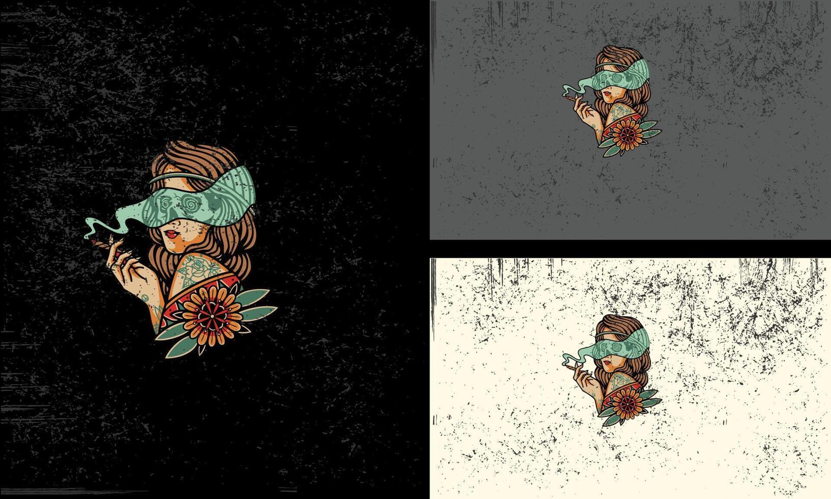 head women and flowers vector mascot flat design