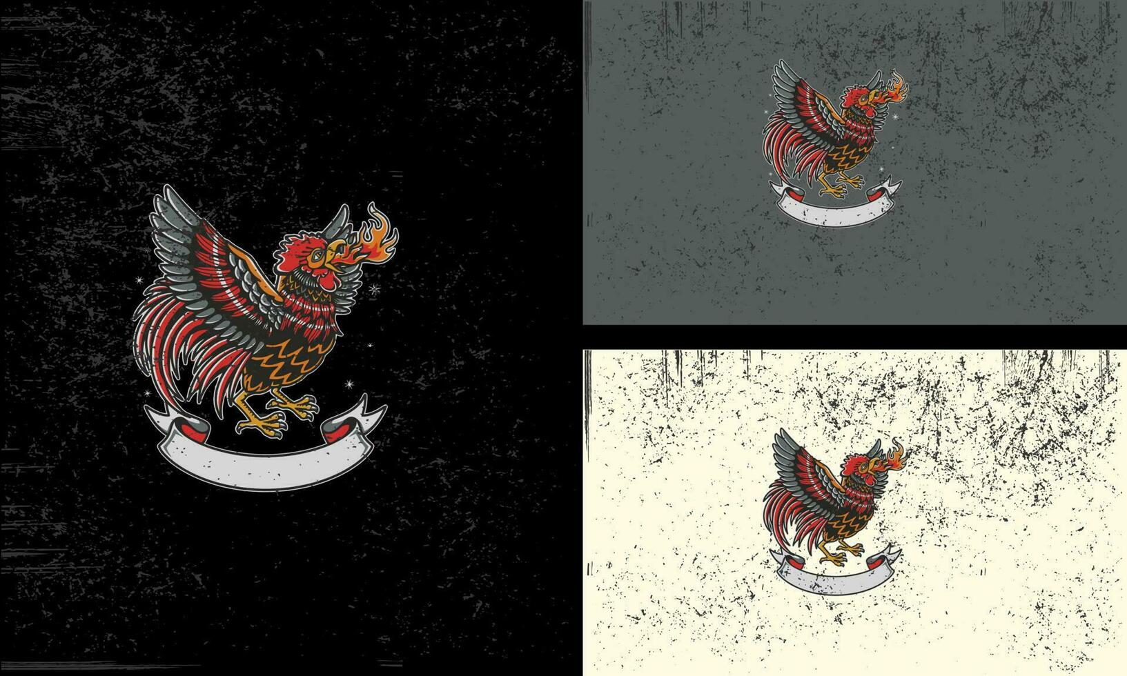 rojo pollo volador vector ilustración mascota plano diseño