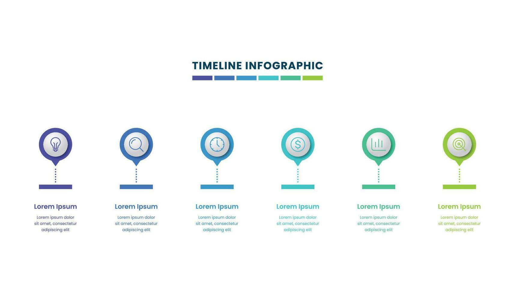 presentación cronograma negocio infografía modelo diseño con iconos, seis pasos o opciones vector