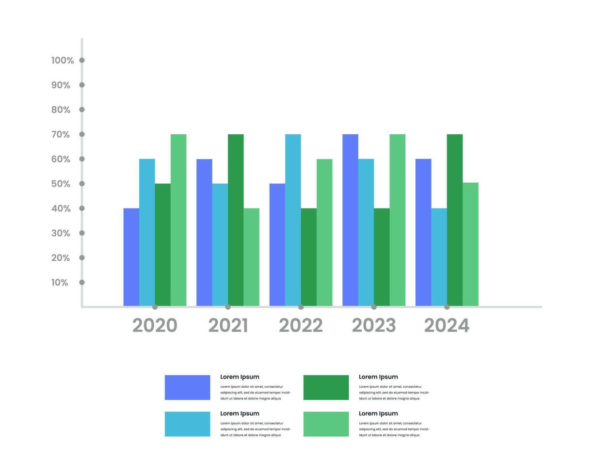 Flat bar chart with four bar. Bar chart infographic. vector