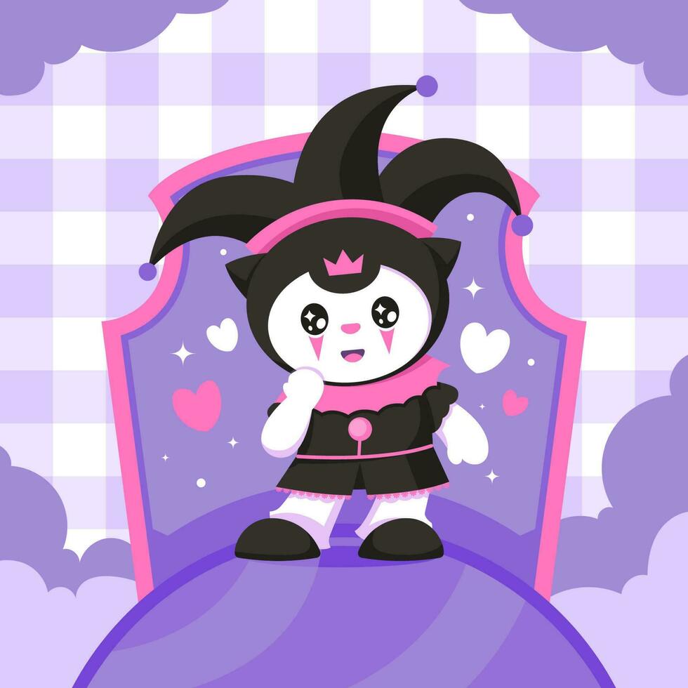 Cute Character in Clown Costume vector