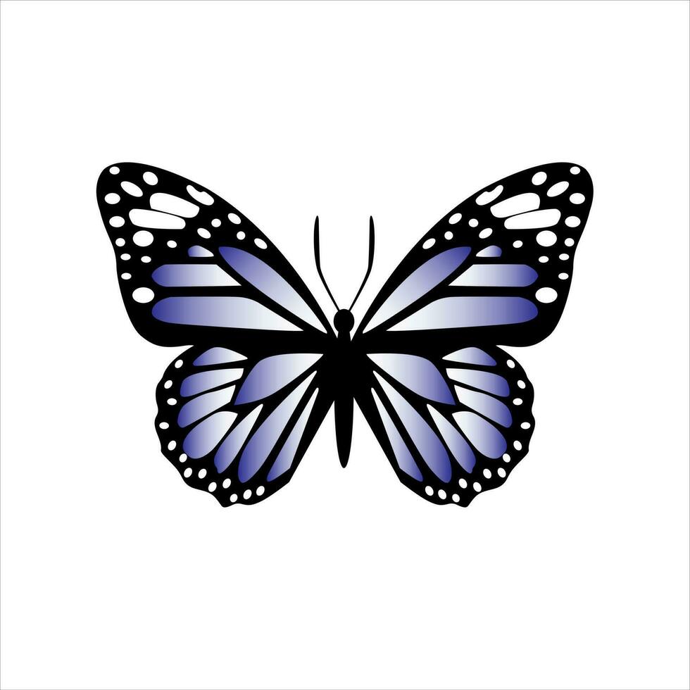 grande azul mariposa aislado en blanco vector