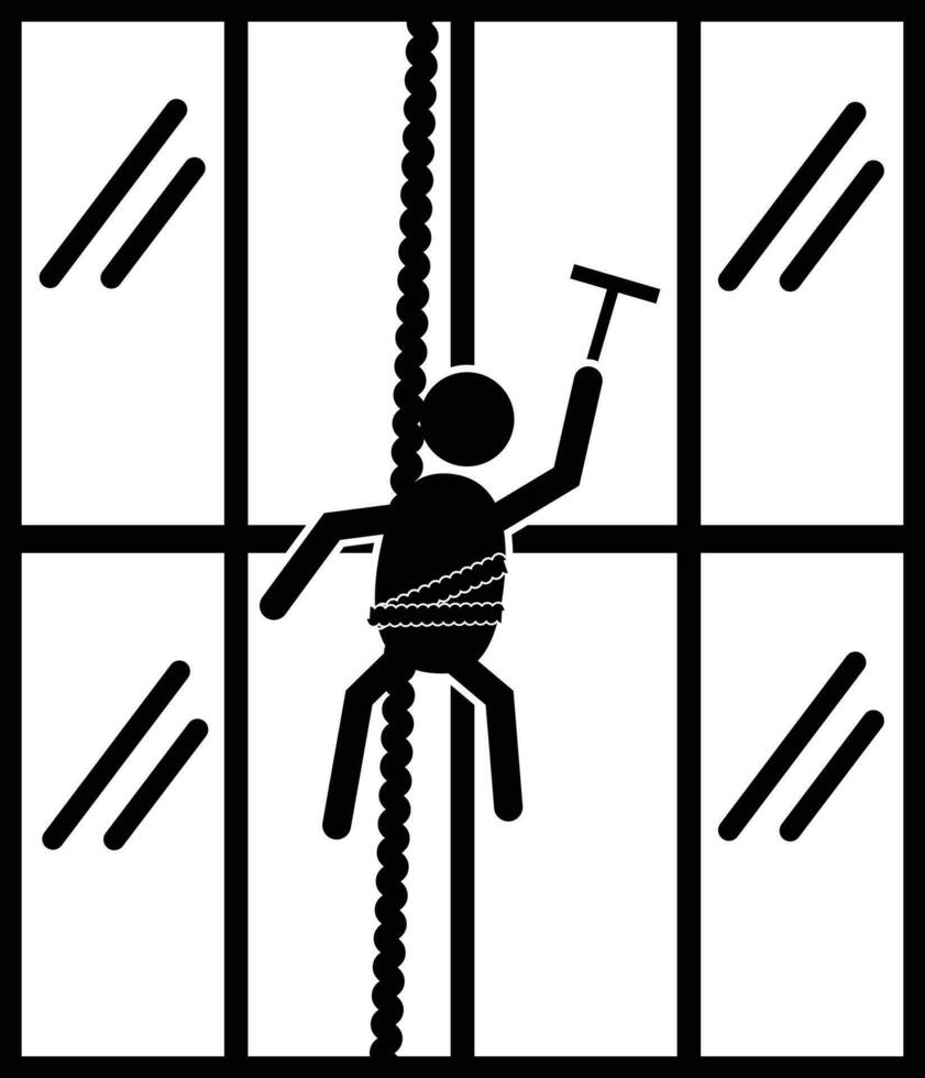 windows cleaner of high building icon. Window cleaner sign. cleaning a window symbol. flat style. vector