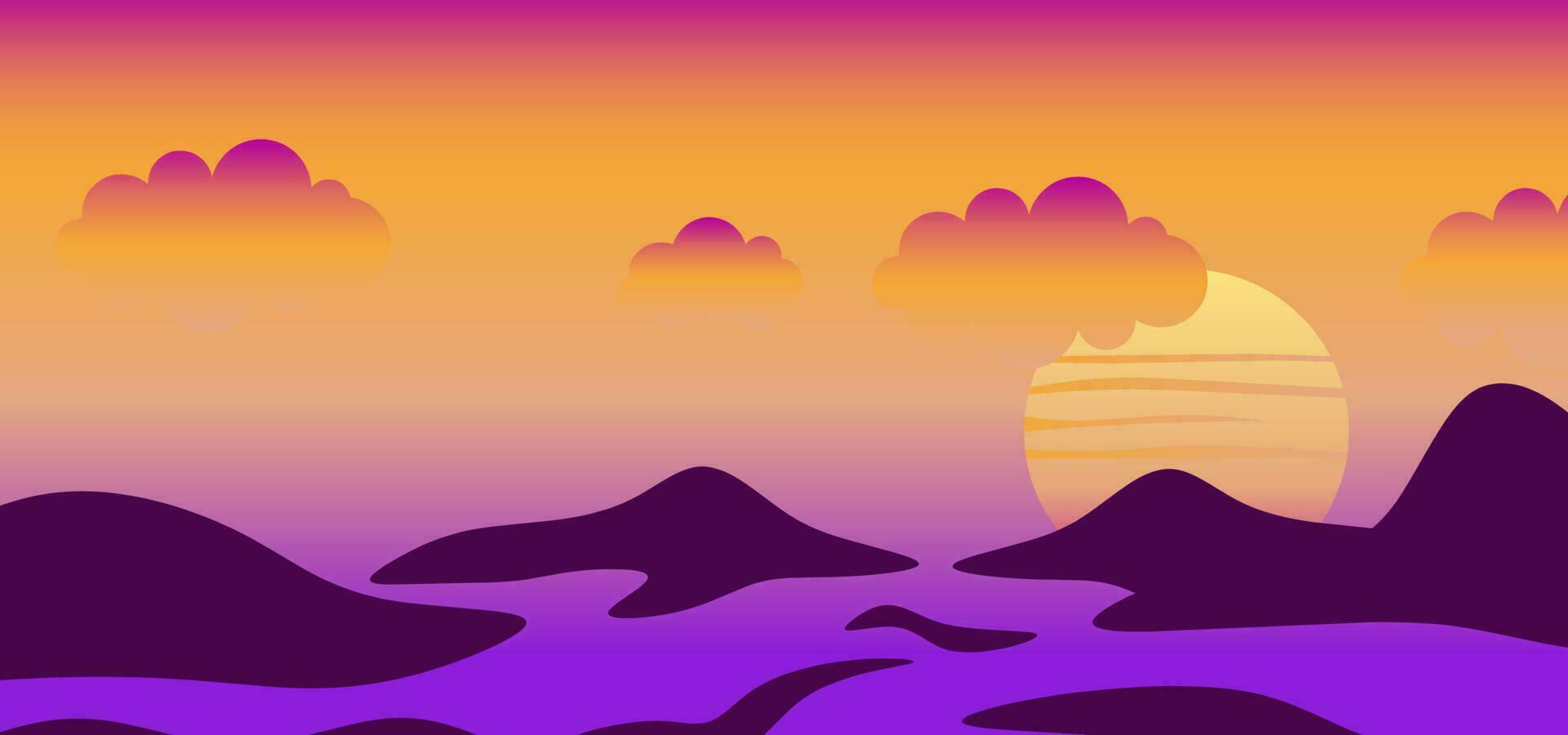 Sunset Background Vector Ilustration