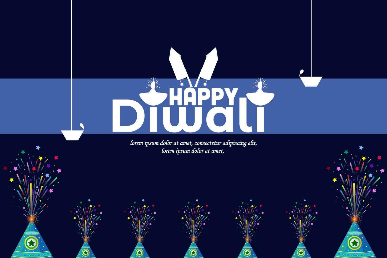 Website header or banner design background for Diwali Festival celebration with Diwali flower pot. Vector illustration offer banner, advertisement