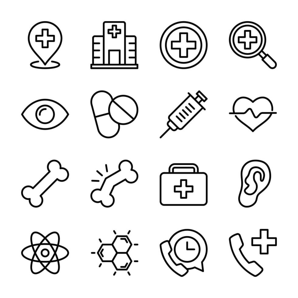 conjunto de iconos de salud y médicos vector