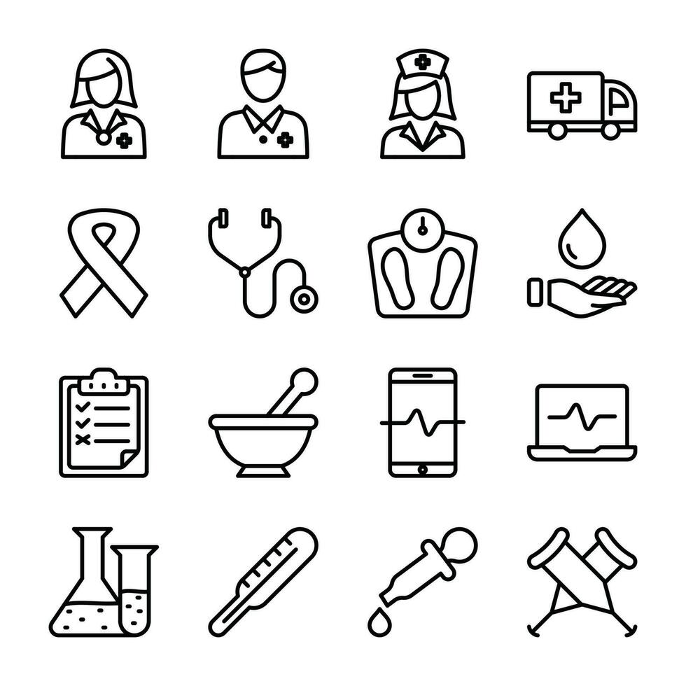 conjunto de iconos de salud y médicos vector