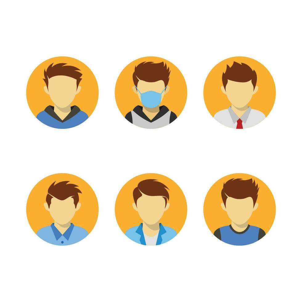 Set of man avatar vector